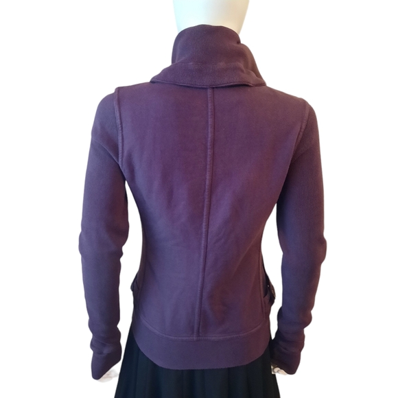 CITIZENS OF HUMANITY Zip Up Cotton Jersey Knit Rolled Collar Jacket Sz M Purple - Picture 4 of 11
